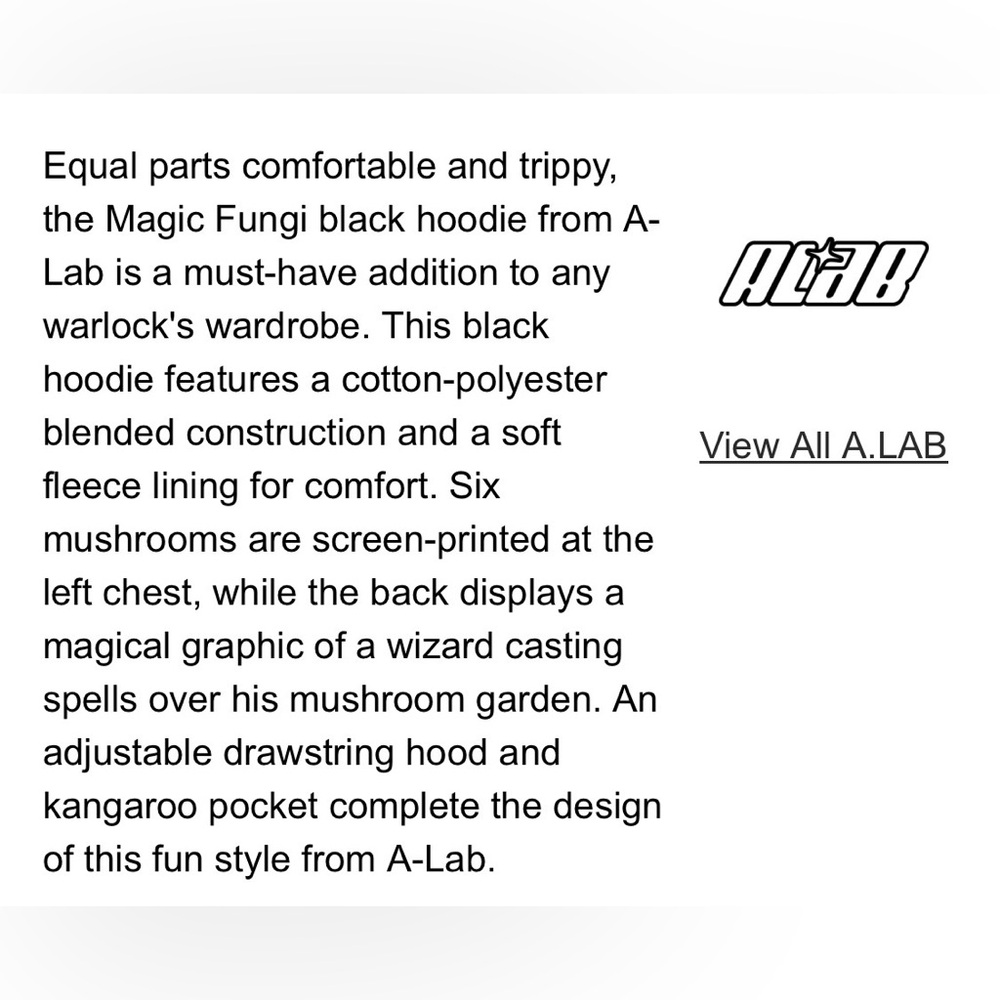 A.LAB Black Magic Fungi Pullover Graphic Hoodie (M) - Picture 3 of 14